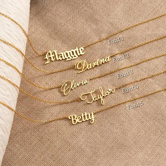 Bracelet personnalisé en acier inoxydable avec nom gravé or pour femmes classiques occasions spéciales