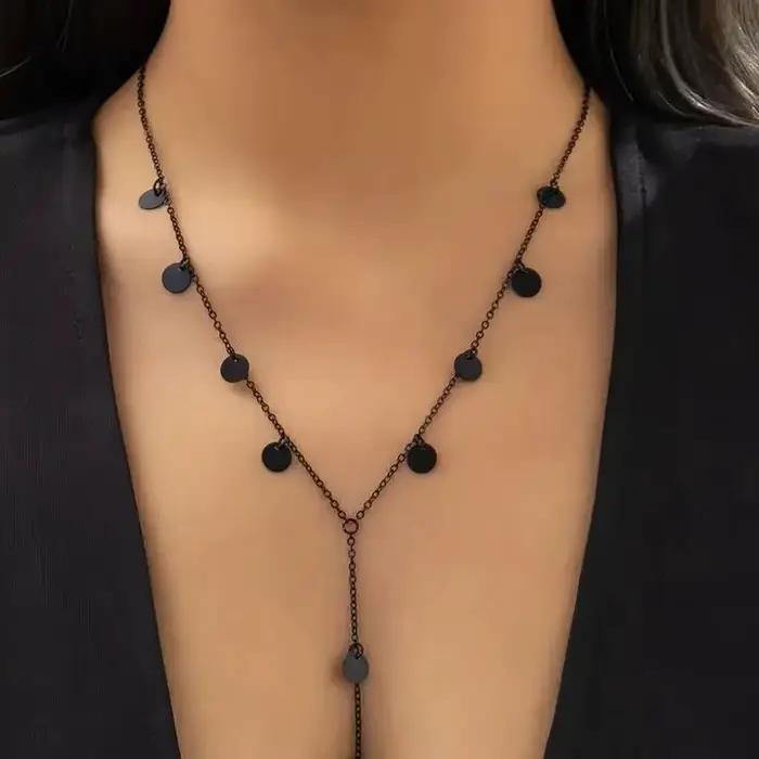 Lacteo – collier Long à pampilles étoile noire