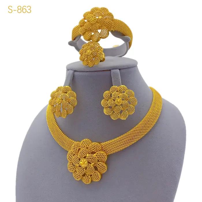 Ensembles de bijoux fleuris en plaqué or pour femmes occasions spéciales romantiques mignonnes mariage anniversaire