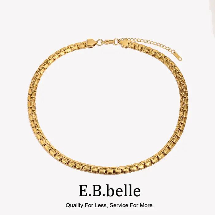 E.B.belle-Ensemble de bijoux en acier inoxydable plaqué or 18 carats