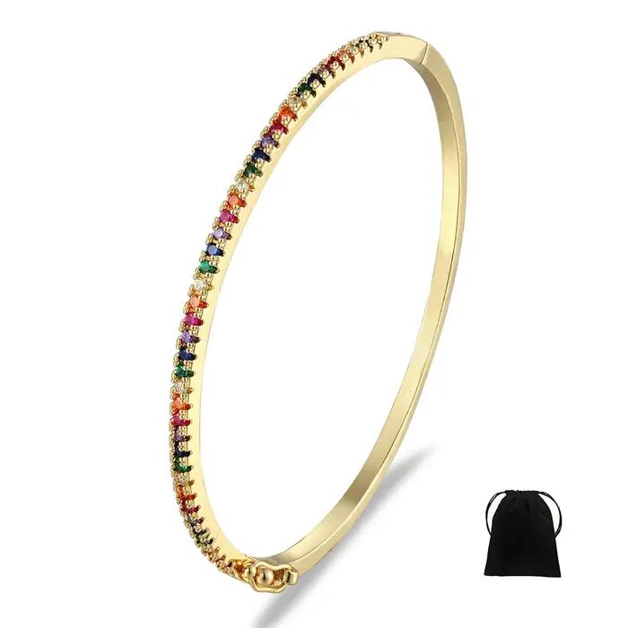Bracelet arc-en-ciel à breloques en cuivre et zircone, nouveau Design de qualité supérieure, manchet