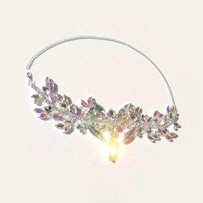 Collier ras du cou de luxe pour femme, grand collier en cristal coloré exagéré, collier de déclaration en strass, bijoux de fête