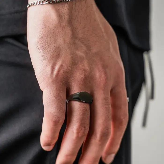 Bague chevalière, bague en acier inoxydable pour hommes