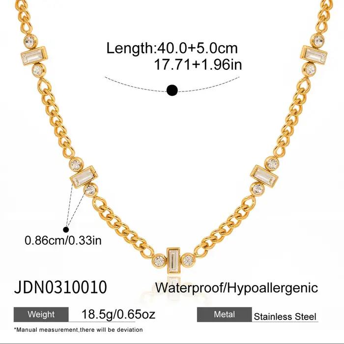 Uworld magnifique collier chaîne en Zircon incrusté pour femmes élégant porte-bonheur tour de cou bijoux de fête plaqué or couleur colliers cadeaux