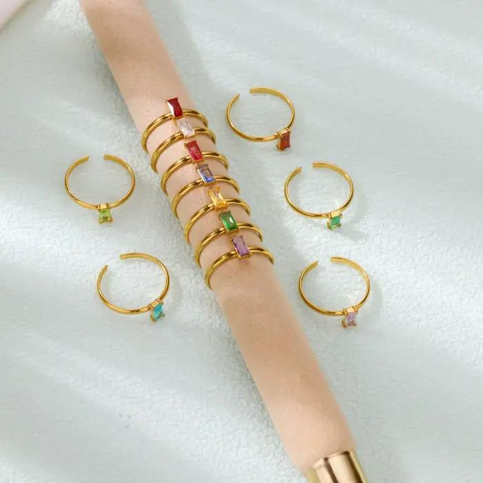 Bagues de naissance carrées mignonnes pour femmes, élégantes, à la mode, couleur or, en acier inoxydable, Unique, bijoux, cadeau de fête, 2025