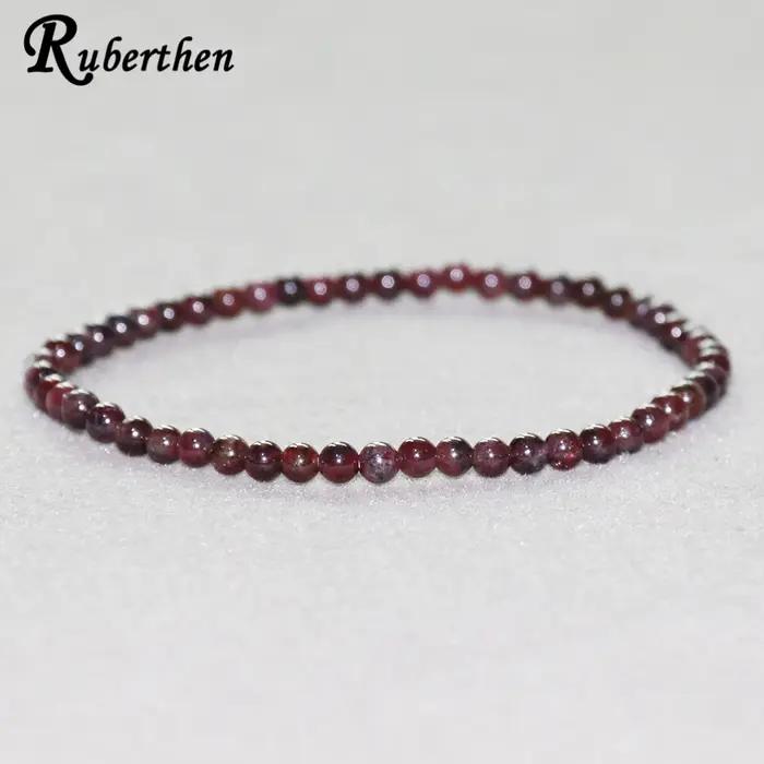 Ruberthen naturel 4 MM grenat perle en vrac Bracelet femmes Balance Yogi Bracelet à la mode Mini pie