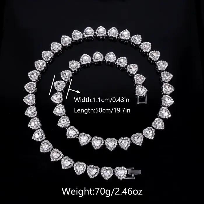 Ensemble de bijoux en forme de cœur brillant en zircone cubique pour homme et femme, style Hip Hop Rock, idéal pour les occasions spéciales