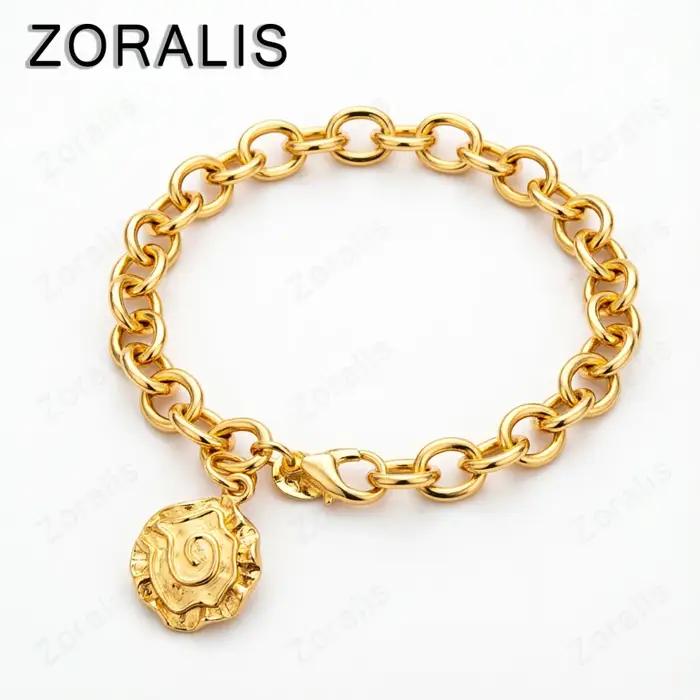 Bracelet à chaîne avec pendentif fleur rose en or 18 carats pour femmes