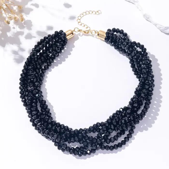 Collier de perles de verre multicouches fait à la main pour femmes, nouvelle tendance, tribu ethnique Boho, perles de couleur unie, bijoux cadeau
