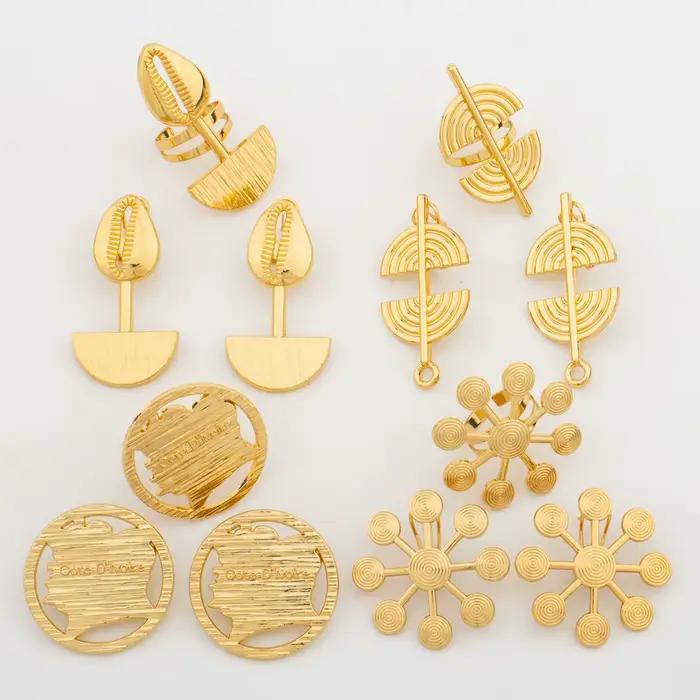 Ensemble de bijoux plaqués pour femmes, boucles d'oreilles et bagues, Design de dubaï, à la mode, bijoux de mariée africaine, cadeau de fête, nouvelle collection