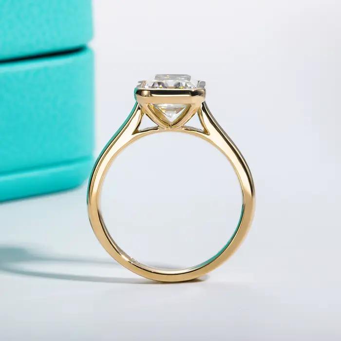 AnuJewel-Bague de fiançailles en argent regardé 925 pour femme, émeraude taillée, document D Moissanite jaune, vente en gros de bijoux, 3ct