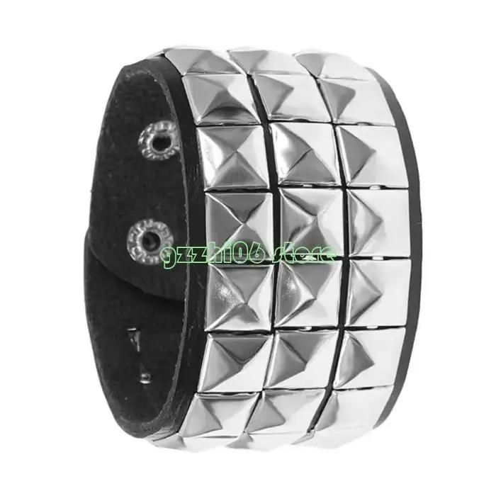 Bracelet punk rock élégant avec motif squelette en cuir, finition plaquée argent, or, laiton, rhodium et zirconium pour homme et femme, idéal pour les festivals de musique, concerts et occasions spéciales