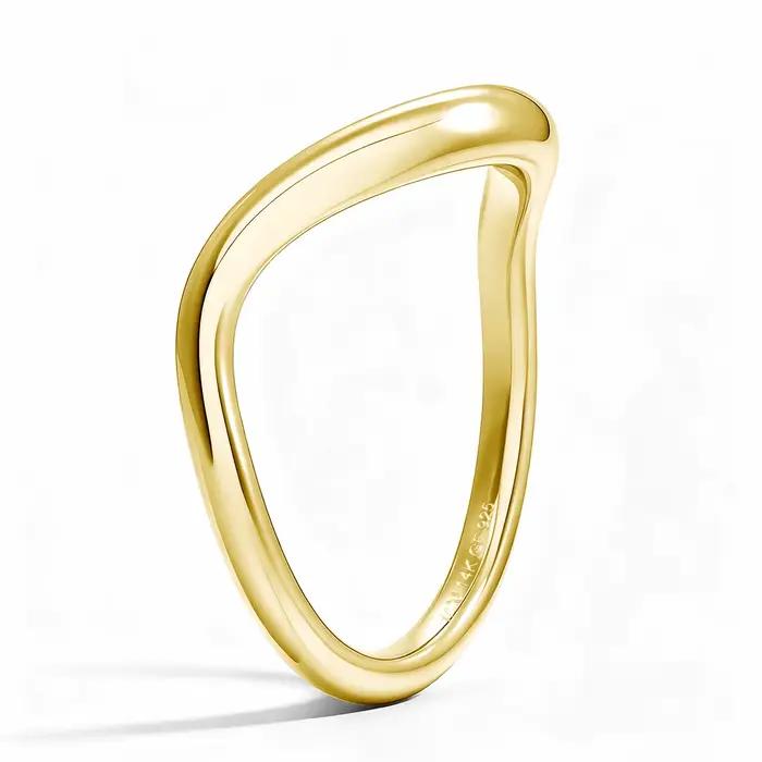 Bague simple ondulée pour femme, durable, en or rempli 14K Au585, tendance, polyvalente, empilable, cadeaux de mariage et de fiançailles