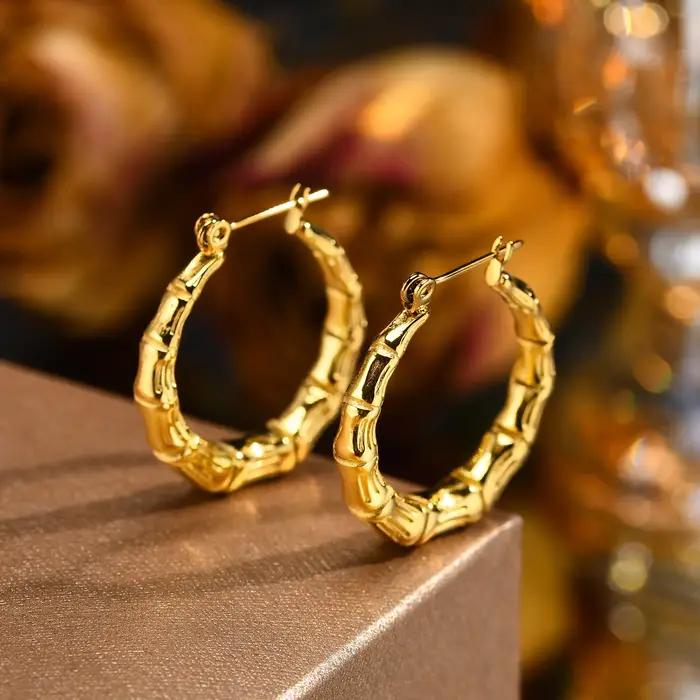 Boucles d'oreilles créoles en bambou pour femmes
