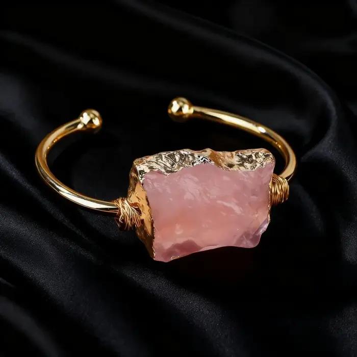 Bracelet pour femmes SHINYGEM Bijoux Guérison Cristal violet rose Enroulement manuel Améthyste naturelle irrégulière