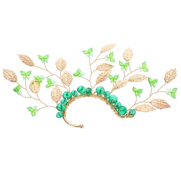 Manchette d'oreille fleurie pour femme, style vintage, clip d'oreille non-percée, décoré de cristaux