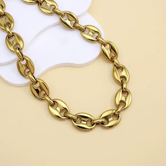 Nouveau collier chaîne à maillons en forme de grains de café plaqué or 18 carats acier inoxydable 316L bijoux de haute qualité cadeaux occasions spéciales homme femme