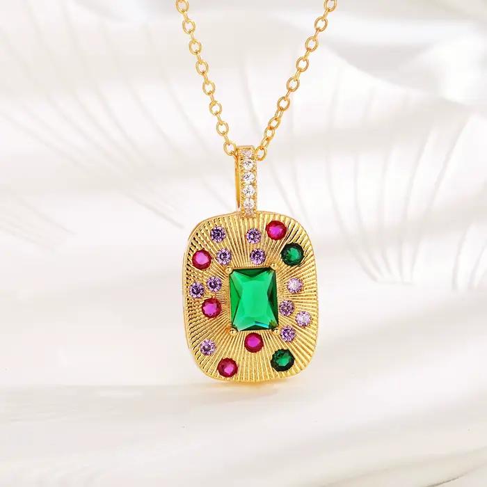 Foyimagination-Ensembles de bijoux rétro émeraude pour femmes