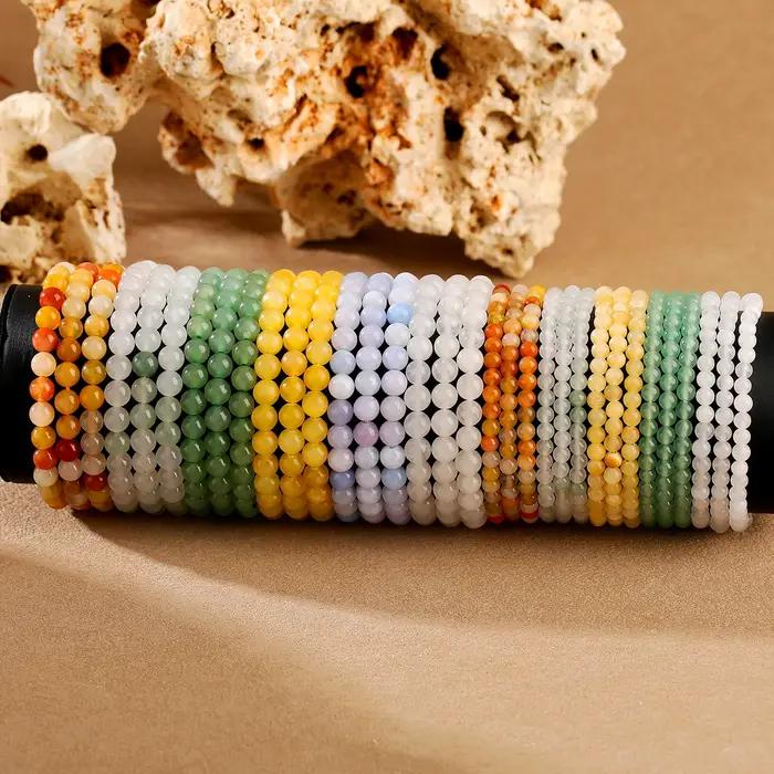JD – Bracelet multicouche en pierre naturelle aigue-marine et Jade pour femmes