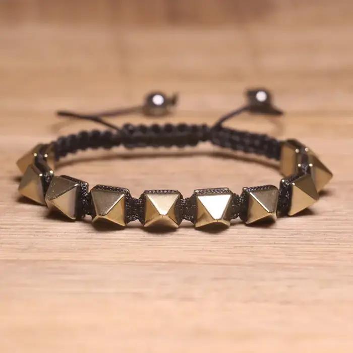 Bracelet à Rivets Style Gothique Tissé à la Main Accessoire de Mode Unisexe Pour Hommes et Femmes Occasions Spéciales Halloween Cosplay