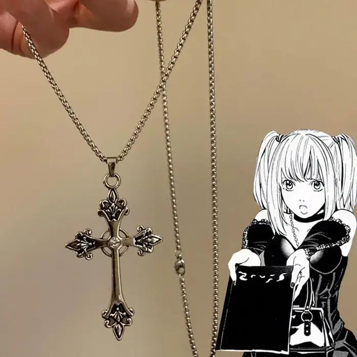 Collier Punk gothique avec pendentifs en croix de Rose pour femmes