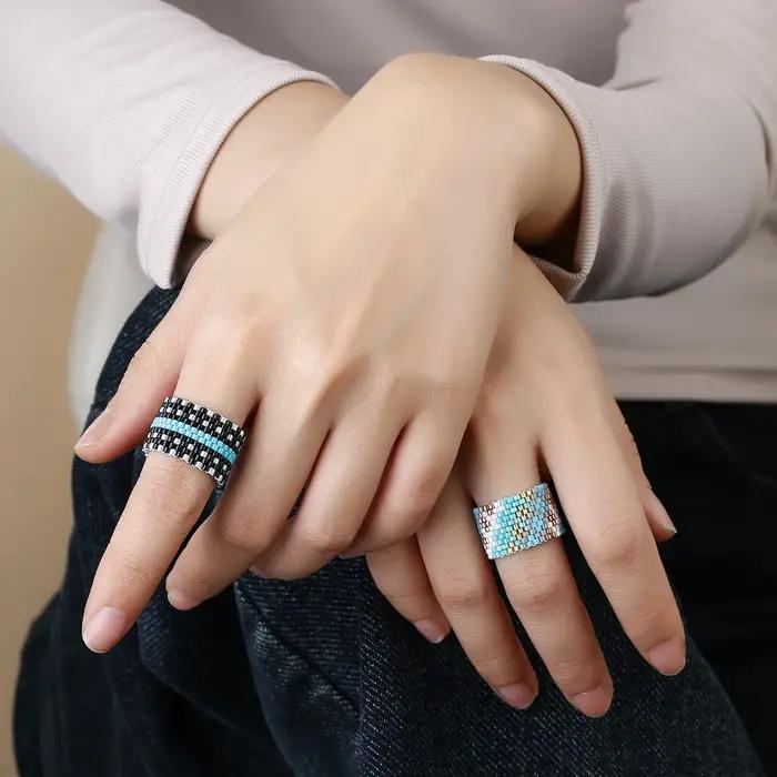 Bague Miyuki bleue bijou moderne en perles pour femmes élégante à offrir pour diverses occasions spéciales