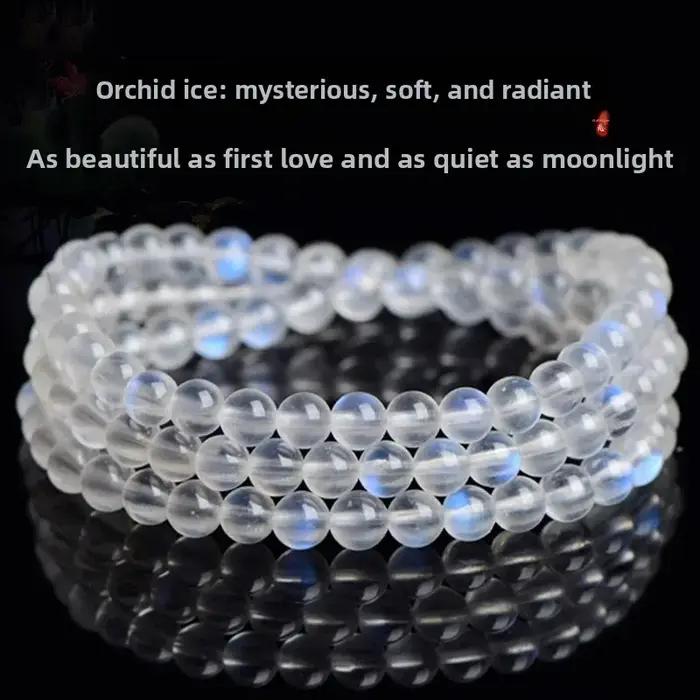 Bracelet en pierre de lune bleu clair pour femme, chaîne porte-bonheur, bracelet à brins, pierre sacrée, cadeau anniversaire, bijou spirituel, pierre de lune arc-en-ciel