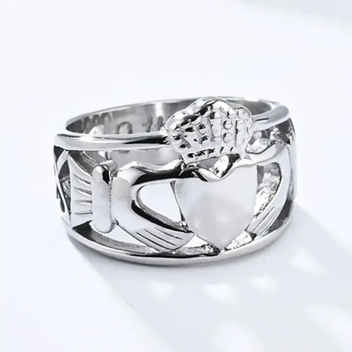 Bague de mariage Irish Claddagh en acier inoxydable