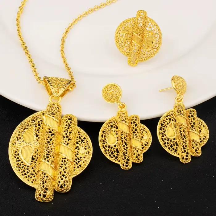 Ensembles de bijoux plaqués or 24 carats pour femmes