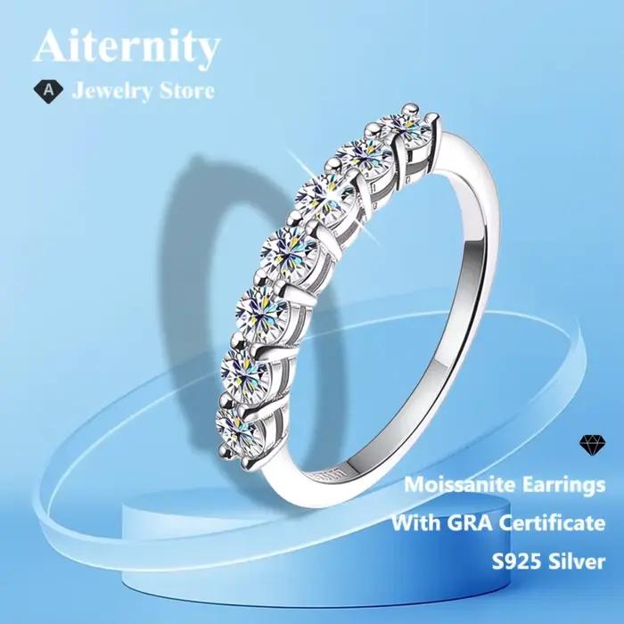 D VVS1 bague Moissanite 925 argent Sterling avec certificat GRA bande d'éternité bagues de fiançailles de mariage pour femmes et hommes