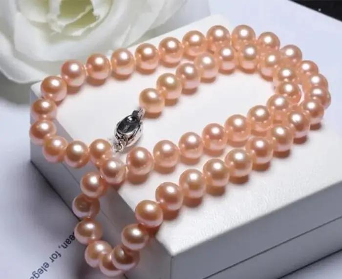 Collier de perles roses d'Akoya naturelles nouées à la main robuste et élégant pour femmes occasions spéciales