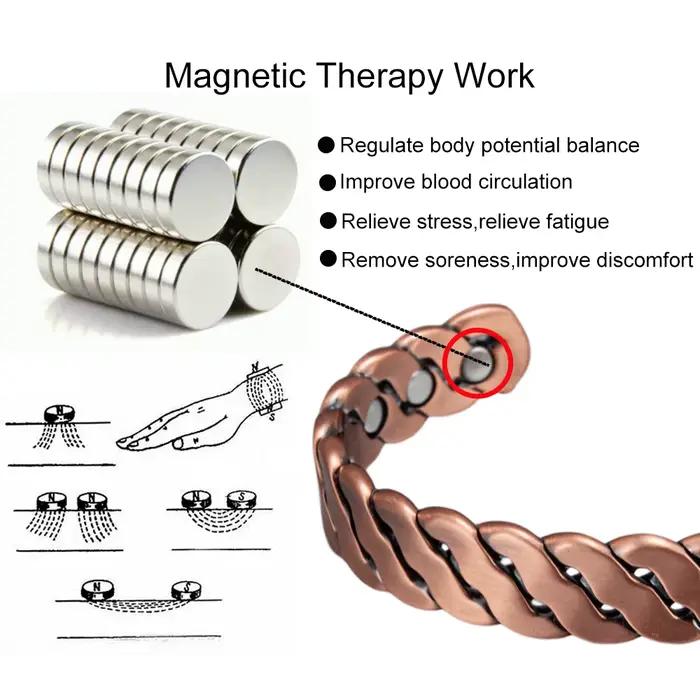 Bracelets Vinterly en cuivre pur, torsadés, faits à la main, tressés, 12 mm, ajustables, énergie et santé, bijoux magnétiques, manchette redimensionnable
