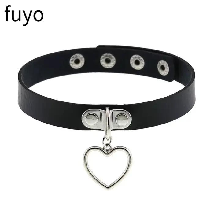 Croix noire gothique Punk Pu cuir colliers ras du cou collier Rock bijoux pour femmes homme