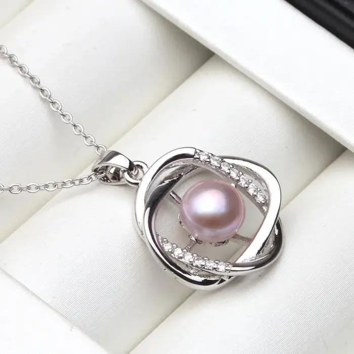 Pendentif en argent sterling 925 avec perles d'eau douce noires pour femme, cadeau d'anniversaire et mariage, bijou hypoallergénique, design unique plante, perles bouton, fin et sophistiqué