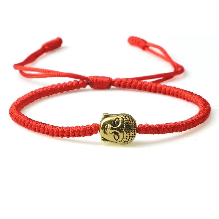 Bracelet en fil rouge Simple pour femmes et hommes, breloque réglable, fait à la main, nœud tressé,