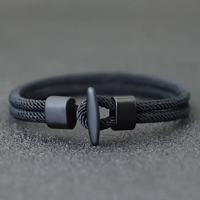 Bracelet homme minimaliste avec fil aventure en plein air alpinisme Braclet Hiphop Rock Pulseira Masculina petit ami cadeau Joias