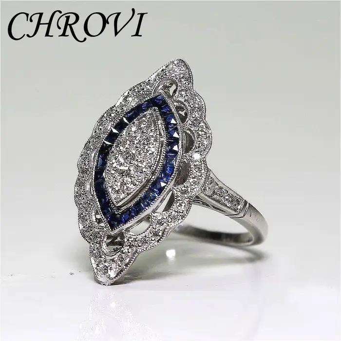Bague en argent sterling 925 saphir zirconium blanc romantique pour femmes soirées spéciales occasions festives