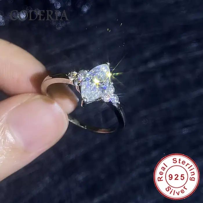 Bague en moissanite taille marquise 1 carat plaquée or blanc 14K en argent sterling S925