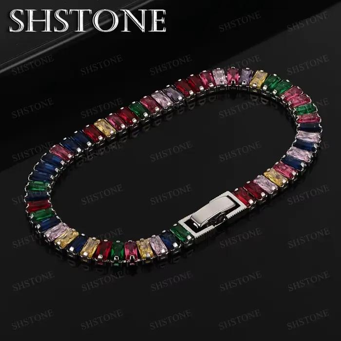 Bracelet classique en argent Sterling 925, chaîne à main en Zircon coloré de luxe, breloque pour dam