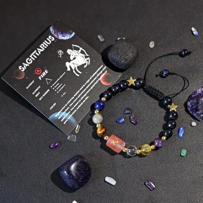 Bracelet verseau mélange pierre naturelle quartz perles de cristal 12 signes du zodiaque Constellation Bracelets tressés pour femmes hommes bijoux