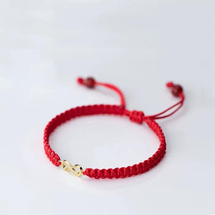 Bracelet infini en argent sterling 925 La Monada pour femme, cordon rouge réglable avec zircon cubiq