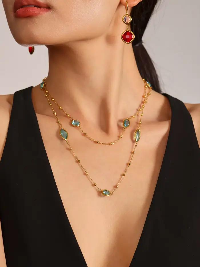 Collier élégant en acier inoxydable pour femmes, Style œil rond, luxe, verre tchèque plaqué or, manchette, bracelet ouvert, bijoux à breloques