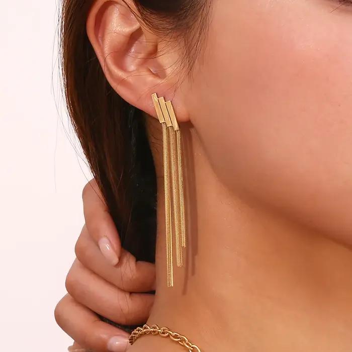 E.B.belle-Boucles d'oreilles à pampilles géométriques étagés pour femmes