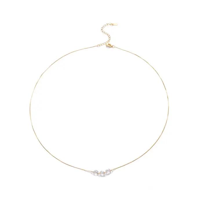 ANENJERY – collier fin à trois Zircons pour femmes