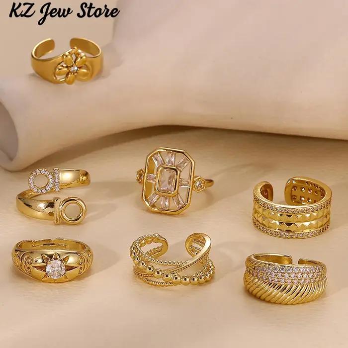 Baguette pierre Vintage anneaux pour femmes élégant couleur or acier inoxydable géométrie Anillos fête quotidien accessoires bijoux cadeau