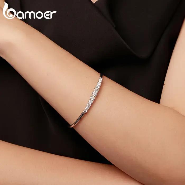 BAMOER 3.6CTTW Moissanite barre Bracelet réglable poignet manchette