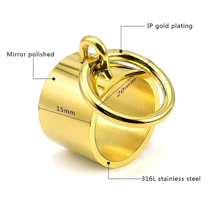 Bagues Laser pour femmes, bijoux à la mode, barre géométrique, couleur or argent, 15mm, acier inoxydable 316L, bague Cool