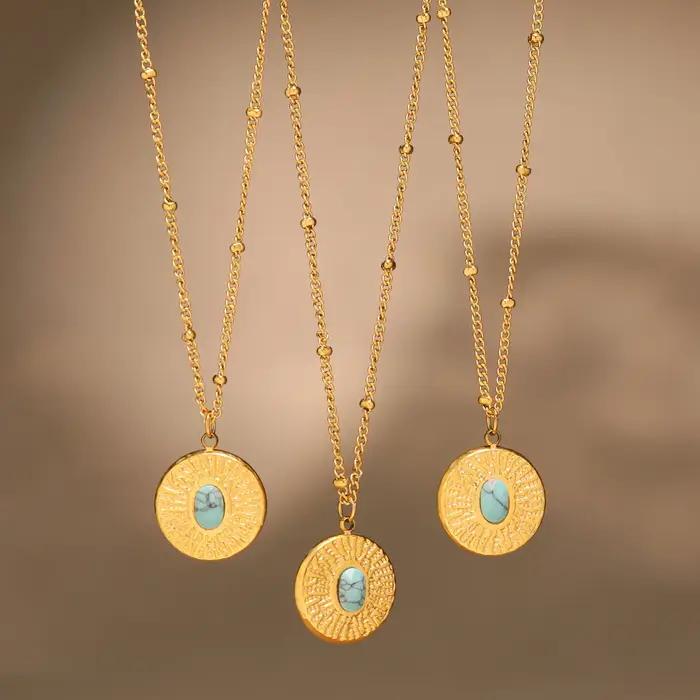 Collier Vintage en acier inoxydable plaqué or 316 de haute qualité pour femmes