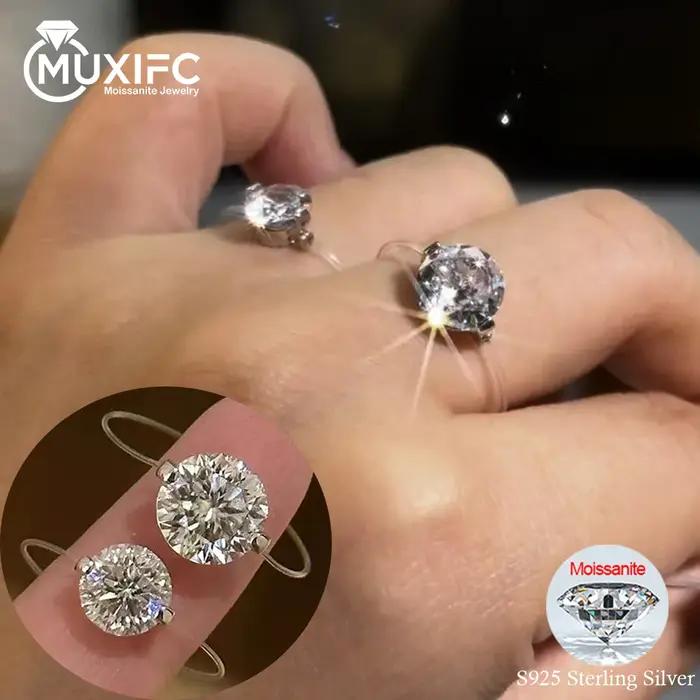 Bague Moissonite 925 sterling argent D color VVS1 pour mariage occasions spéciales alliance de fiançailles élégante et durable