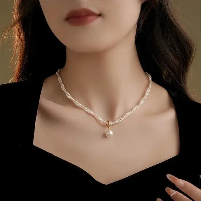 Colliers de la présidence des perles pour femmes, tour de cou en couches, pendentif de perles simple